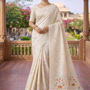 premium dola silk with gajraj & peacock design in pallu