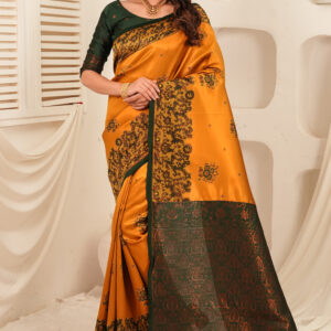 royal blue & silver jacquard designer saree with intricate woven border