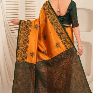 royal blue & silver jacquard designer saree with intricate woven border