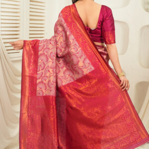 royal green jacquard saree with statement copper border