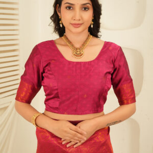 royal green jacquard saree with statement copper border