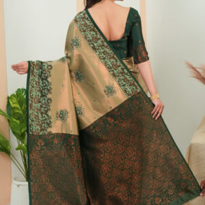 royal blue & silver jacquard designer saree with intricate woven border