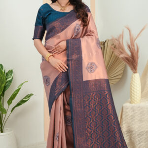premium jacquard weave saree with contrast zari border
