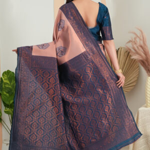 premium jacquard weave saree with contrast zari border