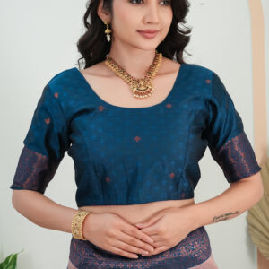 premium jacquard weave saree with contrast zari border