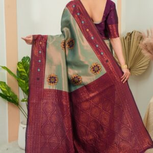 premium jacquard saree with meenakari work
