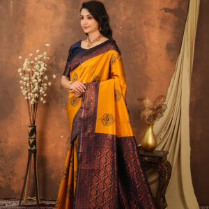 premium jacquard weave saree with contrast zari border