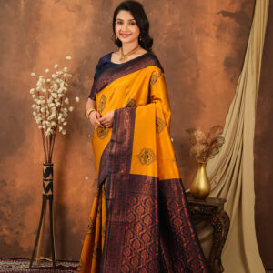 premium jacquard weave saree with contrast zari border