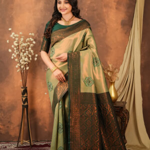 premium jacquard weave saree with contrast zari border