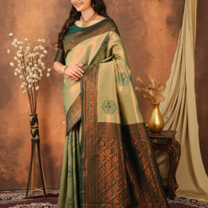premium jacquard weave saree with contrast zari border