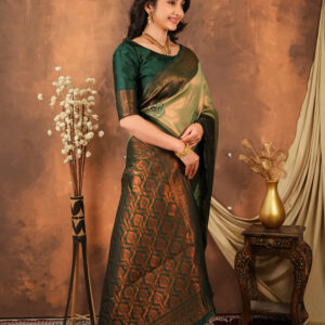 premium jacquard weave saree with contrast zari border