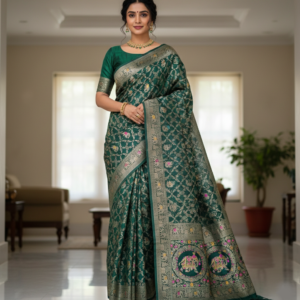 premium green dola silk saree