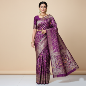 premium dola silk with gajraj & peacock design in pallu