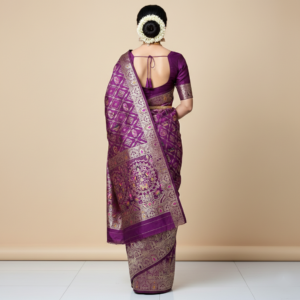 premium dola silk with gajraj & peacock design in pallu