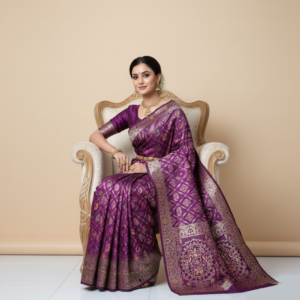 premium dola silk with gajraj & peacock design in pallu