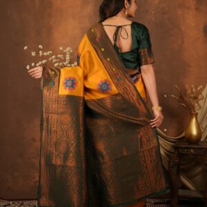 premium jacquard saree with meenakari work