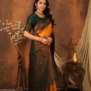 premium jacquard saree with meenakari work