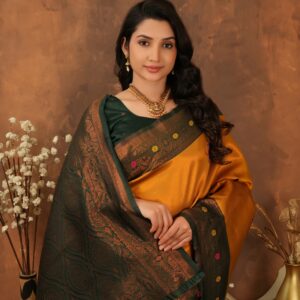 premium jacquard saree with meenakari work
