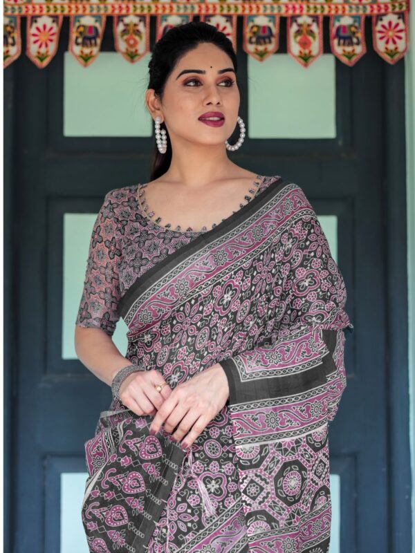 black linen blend daily wear saree