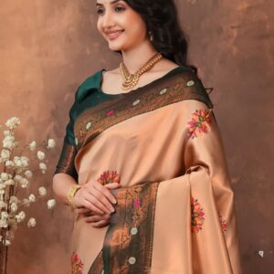 premium jacquard saree with meenakari work