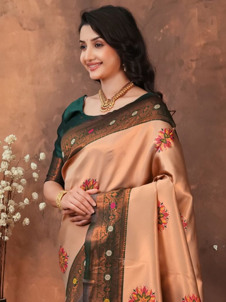 premium jacquard saree with meenakari work