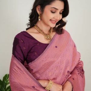 premium jacquard weave saree with contrast zari border
