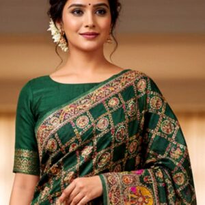 kashmiri pashmina silk saree with artistic border