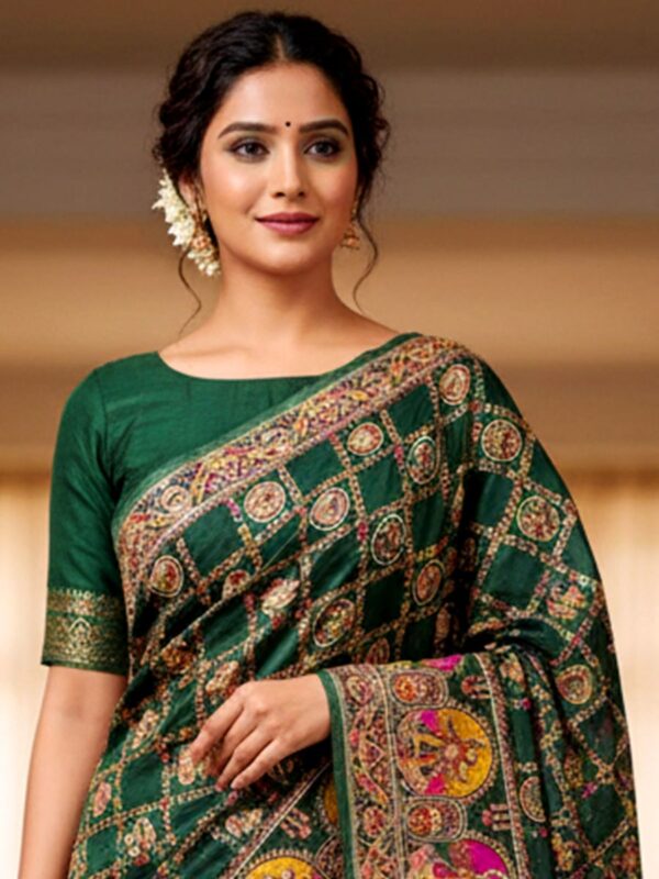 kashmiri pashmina silk saree with artistic border