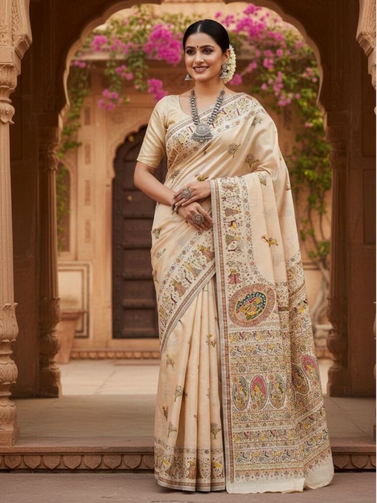 elegant kashmiri pashmina silk saree
