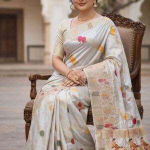 premium mayura with bold boarder elegance dola silk saree
