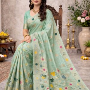 premium dola silk with lotus design in pallu