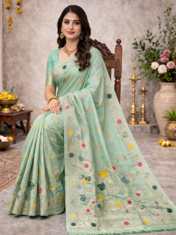 premium dola silk with lotus design in pallu