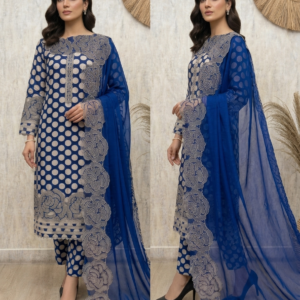 midnight polka grace organza unstitched suit
