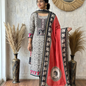 Elegant Maheshwari Unstitched 3-Piece Suit Set elegant maheshwari unstitched 3 piece suit set