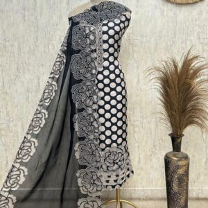 midnight polka grace organza unstitched suit