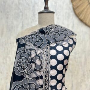 midnight polka grace organza unstitched suit
